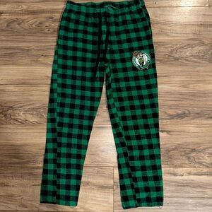 Green and black Boston Celtics flannel pants